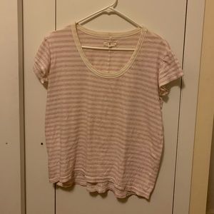 LOU & GREY Pink Striped Cotton T Shirt Top